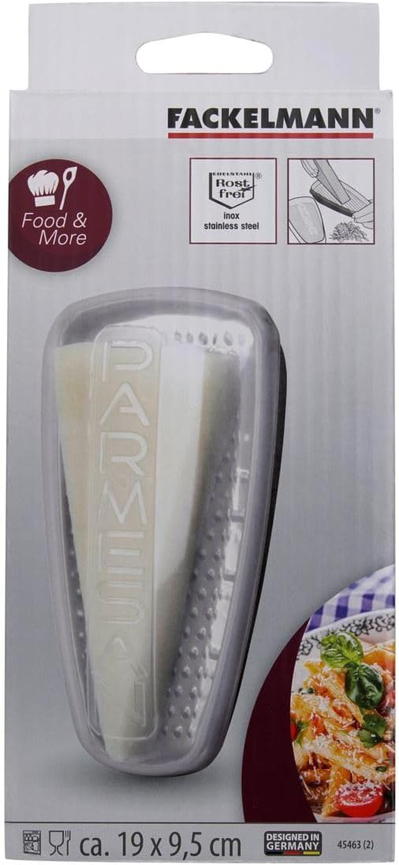 FACKELMANN Food&More 45463, Răzătoare parmezan din oțel inoxidabil cu cutie de prospețime Peeler Naty Shop