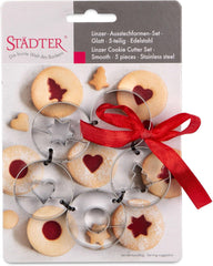 Lot de 5 boîtes à biscuits Städter Linzer, design Spitzbub, acier inoxydable - diamètre 4 cm - hauteur 1,5 cm - convient pour la pâtisserie ou le bricolage, 954199, argent