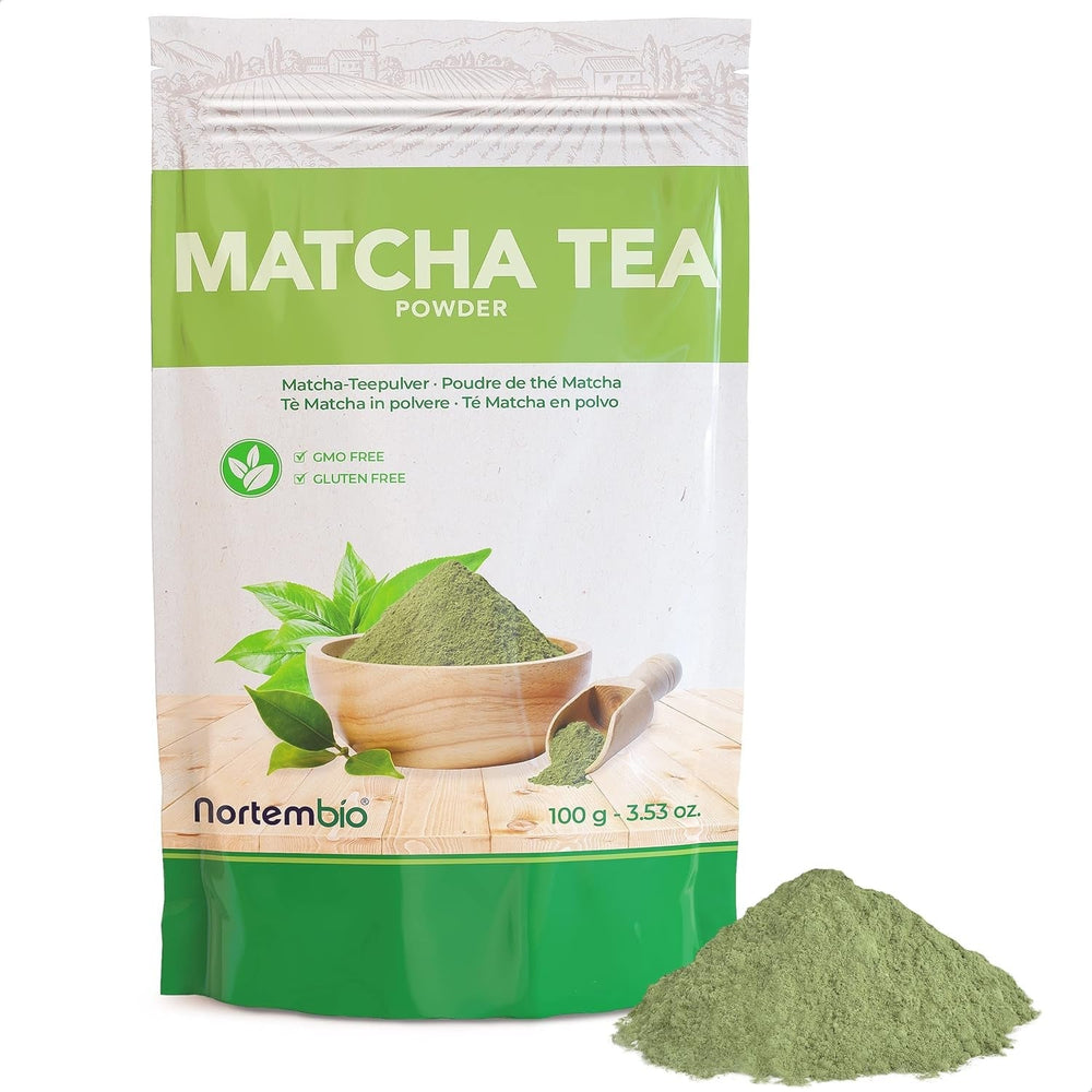 Nortembio Matcha Tea Powder 100 g. Ceai verde japonez fÄrÄ aditivi Èi conservanÈi. Ceai verde Matcha de calitate culinarÄ. Ideal pentru latte, deserturi Èi produse de patiserie.