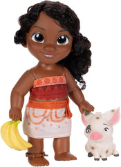 Jakks Pacific Moana 2 Little Sister Simea Doll and Pua Figure Playset 27 cm de haut, comprend 1 tenue de poupée, 1 Pua, 1 régime de bananes en plastique, recommandé à partir de 3 ans