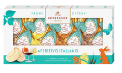 Niederegger | Ouă pralinate | Aperitiv Italian | 1 x 100g | Ouă umplute în arome de Spritz Lămâie, Spritz Portocale și Espresso Martini | Acoperite în ciocolată cu lapte și albă | Cadou de Paște