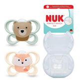 Sucettes NUK Perfect Match Air pour bébés | 0-6 mois | Sucettes orthodontiques qui favorisent la circulation de l'air et empêchent la bave | 95 % d'acceptation par les bébés** | Renard/ours en peluche | Paquet de 2