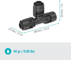 Gardena Système d'irrigation micro-goutte en T 13 mm (1/2") : connecteur pour tuyaux d'alimentation de 13 mm, branche en T, irrigation automatique, réutilisable (13201-20)