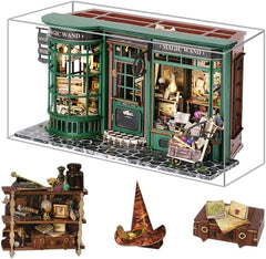 Magic Shop Maison de poupée avec housse anti-poussière, kit de meubles miniatures à monter soi-même, échelle 1:24, cadeau créatif pour enfants et adolescents, cadeau d'anniversaire