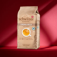 Schwiizer Schüümli Crema Doux, 100 % grains de café Arabica de qualité supérieure, fruité et noisette, pour machines à café entièrement automatiques, intensité 2/5, torréfaction légère, certifié Rainforest Alliance, 1 kg (lot de 2)