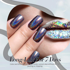 Vernis à ongles à paillettes Born Pretty, vernis à ongles noir brillant à paillettes arc-en-ciel Super Shine