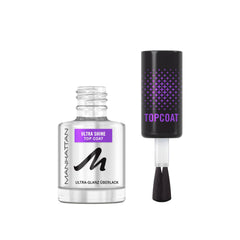 Manhattan Nail Top Coat Ultra Shine, top coat transparent au fini brillant pour une manucure longue durée, 12 ml