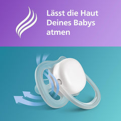 Sucette Philips Avent Ultra Air - lot de 2 sucettes respirantes sans BPA pour bébés à partir de 18 mois, comprenant étui de transport et stérilisation, Baleine/Baleine (Modèle SCF349/24)