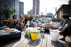 elho Loft Urban Round 40 - Pots de fleurs d'extérieur - 100% plastique recyclé - Ø 38,5 x H 35,3 cm - Jaune/Ocre