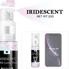 Ensemble de spray à paillettes comestibles – 20 g de poussière de paillettes irisées pour boissons, champagne, gâteaux – Colorant alimentaire métallique comestible pour cocktails, vin, liqueur, pâtisserie, gâteaux