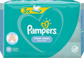 Pampers Fresh Clean Baby Wipes 81688041, 3x52 pièces, (lingettes pour bébé, sac en plastique, fille/garçon, turquoise, blanc, Allemagne, 896,7 g)