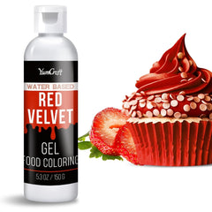 Colorant alimentaire en gel – Colorant alimentaire en gel hautement concentré pour gâteaux, pâtisserie, œufs de Pâques, boissons – Colorant alimentaire sans sucre pour fondant, glaçage, slime, décoration de gâteaux (velours rouge, 150 g)