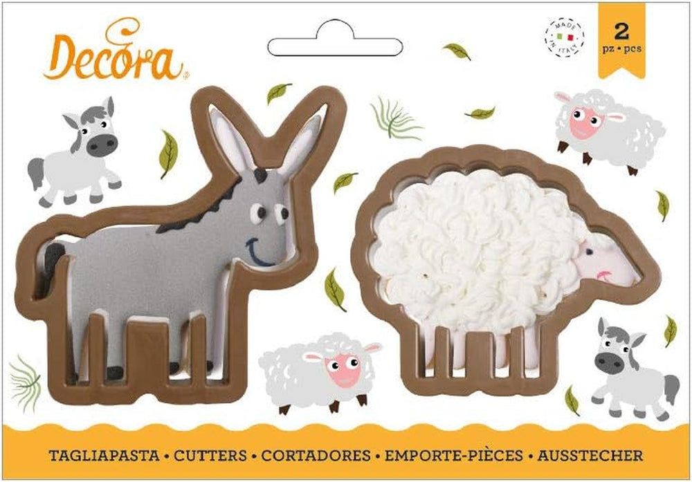 0255202 Lot de 2 boîtes à biscuits en plastique, âne et mouton