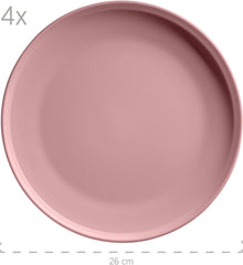 MÄSER 934005 Série Alenia, Service de table pour 4 personnes au design scandinave moderne, Service combiné en céramique de 16 pièces en rose, Grès