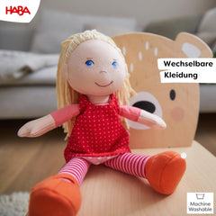 Poupée douce HABA Annelie - Poupée douce aux cheveux arrangés - Avec vêtements interchangeables - A partir de 18 mois - 30 cm - Lavable - 1302108001