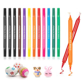 Stylos colorants alimentaires 12 pièces, stylos colorants alimentaires pour la cuisson, marqueurs alimentaires à pointe fine et épaisse, stylo comestible pour gâteaux, fondants, biscuits, œufs de Pâques, macarons