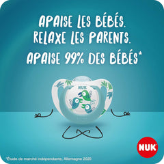 NUK Star Night & Day Sucette pour bébé 0-6 mois Glow In The Dark Silicone Sans BPA Chat Rose Lot de 2
