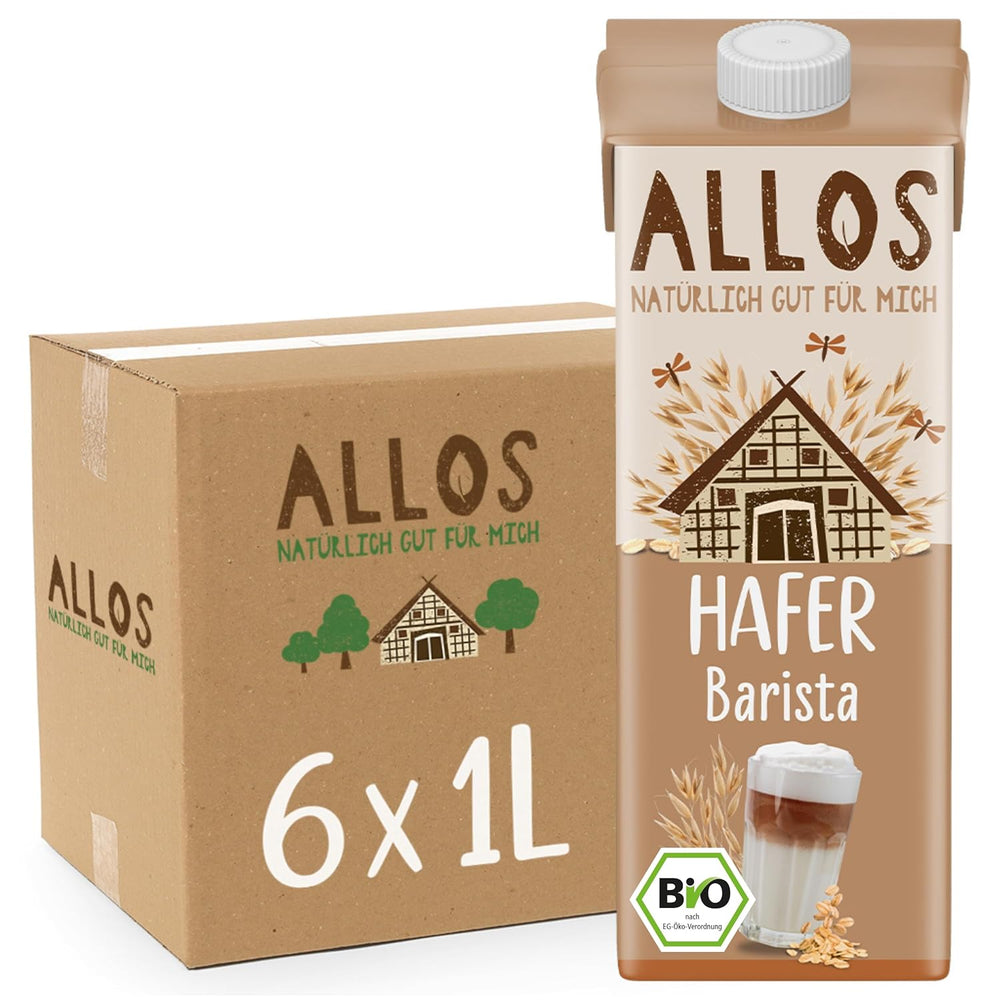 Allos Bio Haferdrink Barista | Alternative alimentaire au Hafer | Schaumbarer Drink sur la base de Pflanzen | Parfait pour le café Boisson végétalienne et sans lactose | 1 litre (6 pièces)