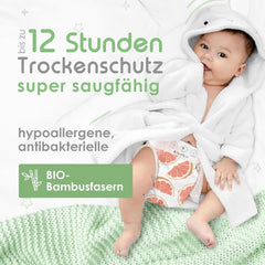 Couches en bambou bio Pureborn Eco, taille nouveau-né (jusqu'à 5 kg), écologiques, hypoallergéniques, ultra douces, avec indicateur d'humidité, imprimés variés Mère et Bébé Naty Shop