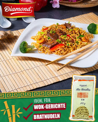 DIAMOND Mie Noodles, nouilles de blé sans œuf, rapides et faciles à préparer, végétariennes - 8 x 250 g