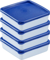 Westmark 4 récipients pour conservation/congélation alimentaire, avec couvercle, capacité : 0,25 l chacun, empilables, plastique, Trio, couleur : transparent/bleu, 25042270 Boîtes de conservation alimentaire Naty Shop Gerfier coffret