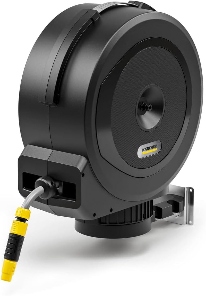 Dévidoir automatique Kärcher HBX 5.35 : tuyau de 35 m, tuyau de raccordement : 1,5 m ; Rétraction automatique du tuyau, pratique et flexible, noir