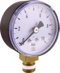 Manomètre à cornes avec port inférieur 1/4" - Noir - Convient aux filtres de lavage à contre-courant avec réducteur de pression - Plastique - Auto-obturant avec joint torique en PTFE / Manomètre / Air comprimé / Manomètre / DMMU14