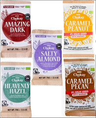 Baton Organic - Set de mostre cu 4 bucăți/Uimitor de negru, Alune de pădure, Caramel cu nuci pecan, Migdale sărate/Fără zahăr adăugat, fără îndulcitori/VEGAN, FĂRĂ GLUTEN ȘI COMERȚ ECHITABIL / 4 x 70g