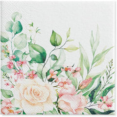 PAW - Șervețele 3 straturi (33 X 33 Cm) I 20 bucăți I Perfect pentru zile de naștere, petreceri, nunți, comuniuni și sărbători I Șervețele de hârtie colorate - flori, trandafiri I Culoare: Floral Moments (pachet cu 2)