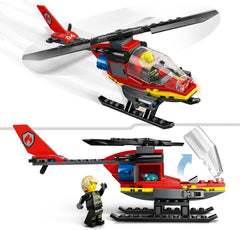 Hélicoptère des pompiers de LEGO City, ensemble de jouets d'hélicoptère et de figurines de pilote, hélicoptère de pompiers pour une expérience de jeu imaginative, cadeau pour les enfants, garçons et filles à partir de 5 ans 60411 Jeux de construction Besuche den LEGO-Store