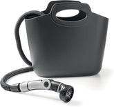 GF SRL, Aquapop Gri Ediție Limitată cu furtun textil autoextensibil de 25 m Fabricat în Italia, pungă de plastic moale, duze și fitinguri Lancia 8 pentru irigarea grădinii, gri închis