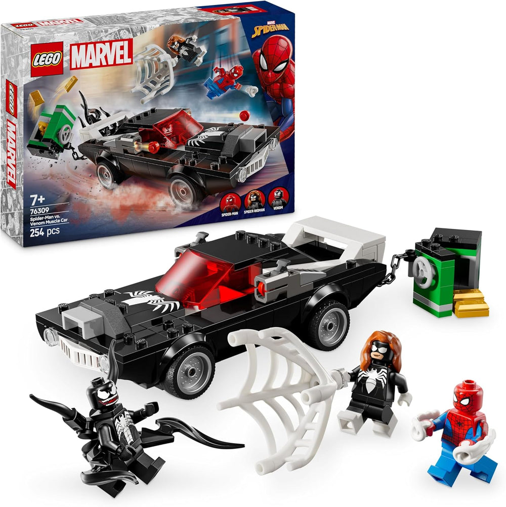 LEGO | Marvel Spider-Man Mech contre. Venom Muscle Car - Jeu de voiture avec 3 figurines Superhelden - Modèle de voiture avec Shootern - Conçu pour les jeunes et les filles à partir de 7 ans 76309