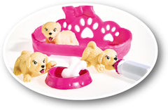 Simba 105733041 - Evi Love Puppy Love, cu TREI căței, cu coșuleț pentru câini și accesorii, păpușă de modă, 12 cm, pentru copii cu vârsta de 3 ani și peste