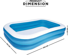Bestway Family Pool, Piscine rectangulaire pour Enfants, Facile à Assembler, Couleur, 262 x 175 x 51 cm