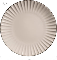MÄSER 931967 Osita Retro Series Service de table Wave pour 6 personnes, service de table rond 18 pièces, assiettes plates, assiettes à dessert et bols à céréales, céramique, blanc crème