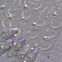 JMEOWIO 3D Nail Sticker Perlenlinie Nail Art Sticker Selbstklebend Nagelaufkleber 5D Stereoskopisch Dekoration Nageldesign Zubehör 1 Blatt