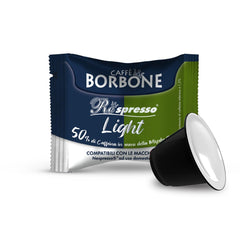 Caffè Borbone Respresso, Mélange de café léger, 50% Weniger Kaffein als die Blue Mishung - 50 Kapseln - Compatible avec Nespresso®* Haushalts-Espressomaschinen