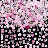 200 piese Nail Art Charms 3D Nail Art Decoration Set Arc Nail Pendant Roz Stil Mixt Arc Floare Ursuleț Acadea În formă de Inimă Nail Art Decorare DIY Craft Nail Design