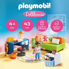 PLAYMOBIL Dollhouse 70209 Chambre de jeunesse avec figurine de fille et accessoires, à partir de 4 ans