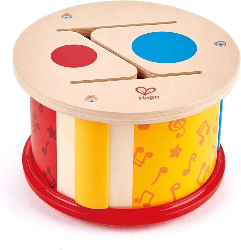 Hape tambur din lemn cu două fețe | jucărie muzicală pentru copii mici Jucarii Bebe Naty Shop Titlu implicit