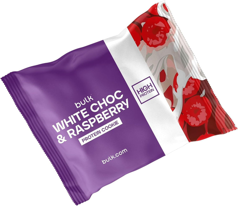 Biscuits protéinés en vrac, biscuits au chocolat blanc et à la framboise, 12 unités, l'emballage peut varier