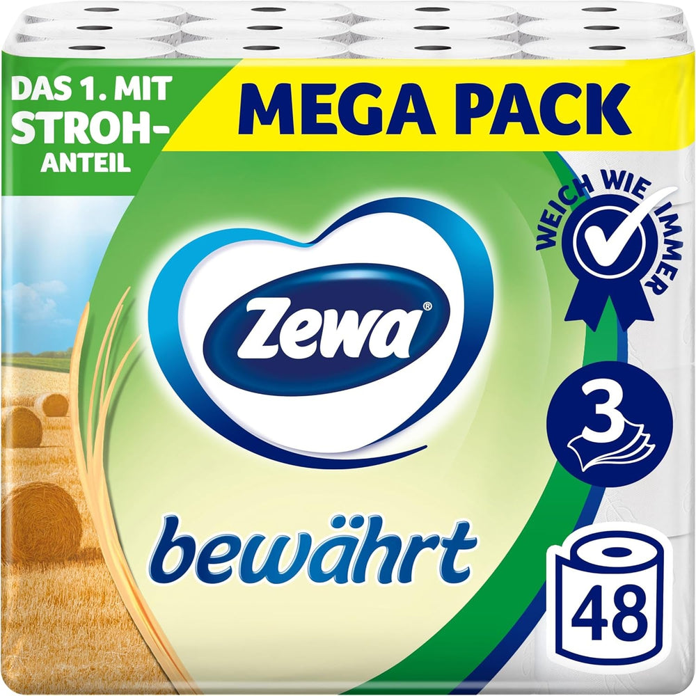 Zewa Proven - 48 rouleaux - Le premier papier toilette contenant de la paille - 3 couches