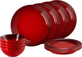 Le Creuset Service de table en grès, 12 pièces, rouge cerise, 79351000607081