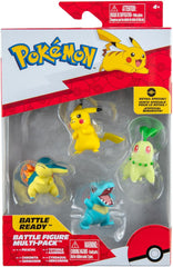 Pokémon PKW2578 - Battle Figure Multipack - pachet de 4 cu Pikachu, Endivie, Karnimani, Feurigel, figuri detaliate oficiale, 5 cm fiecare Action figures Naty Shop Titlu implicit