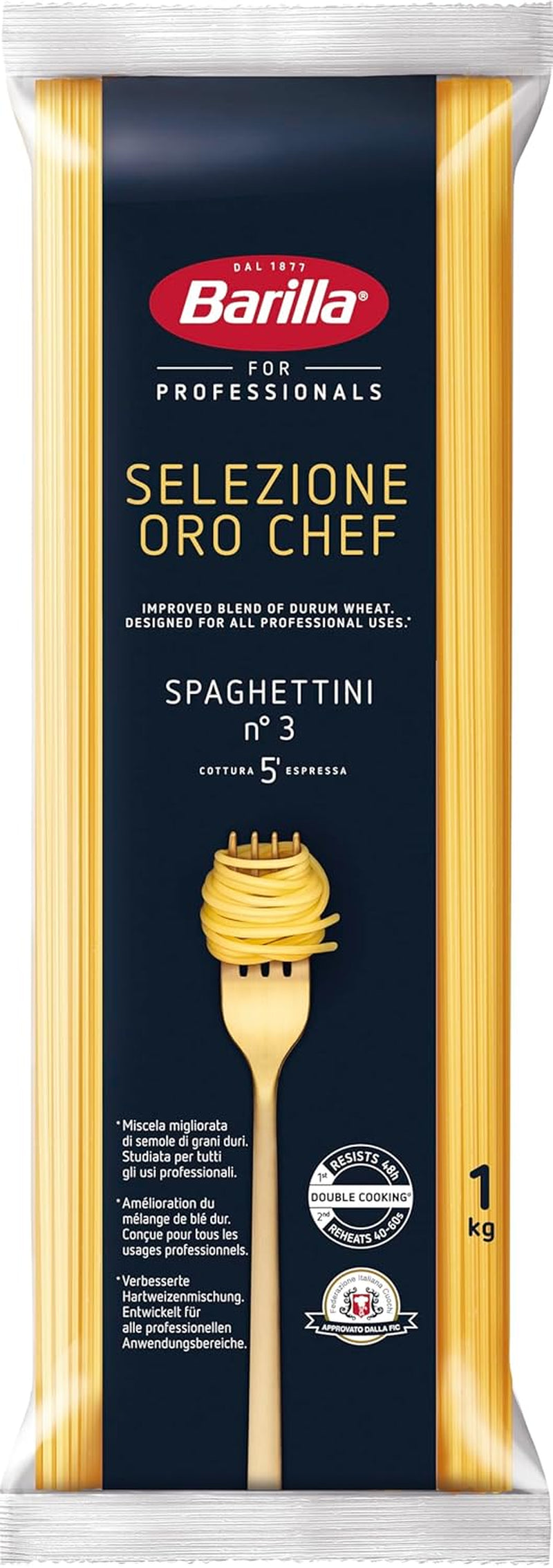 Barilla Selezione Oro Chef Spaghettini n. 3, paquet de 12 (12 x 1kg)