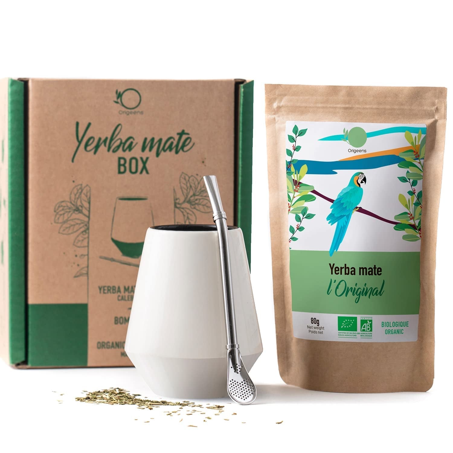 SET DE CEAI MATE ORIGEENS Cu canÄ pentru mate din Portugalia, bombilla Èi ceai Yerba Mate BIO - Set cadou original