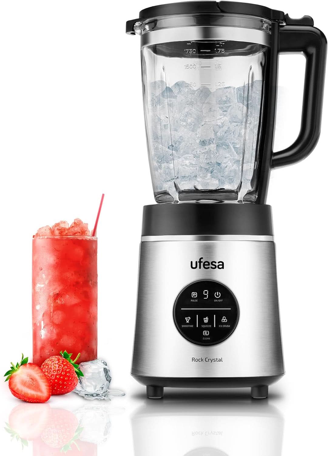 Ufesa White Gold Standmixer, 1500W Leistung, 1,5L Glaskrug, Geschwindigkeitsregler Mit Led-Licht, Ice Crusher, 6 Herausnehmbare Edelstahlklingen, 2 Geschwindigkeiten + TURBO Mama si Copilul Naty Shop 1400W 1,75L