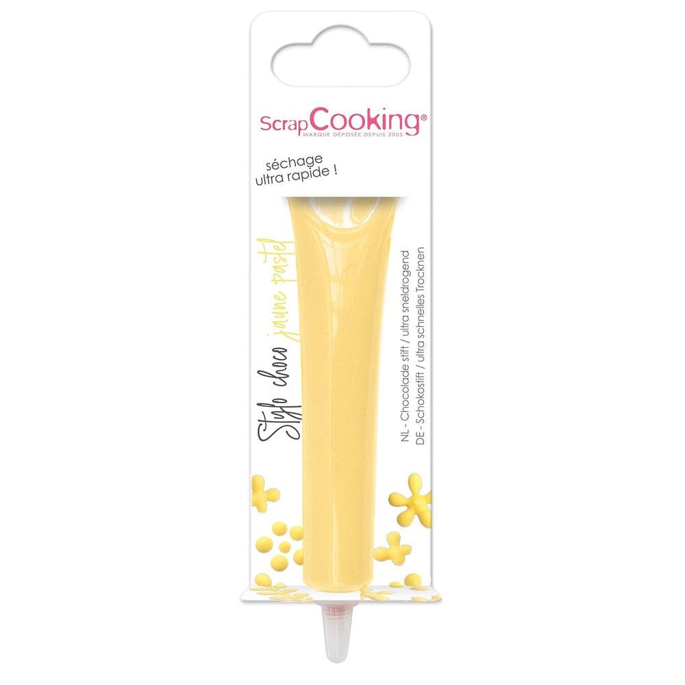 Scrapcooking - Stylo à Sucre Jaune Pastel - Sucre d'Écriture Jaune 25 g - Stylo à Sucre Comestible Décoratif - Écriture et Dessin - Etiquetage Fondant, Glaçage, Gâteaux - 6804