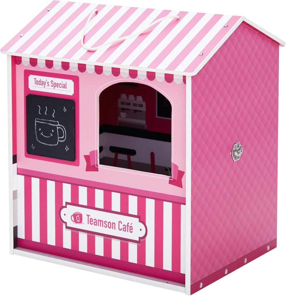 Teamson Kids - Casă de păpuși Dreamland City Café 30 cm - Roz/Alb/Negru