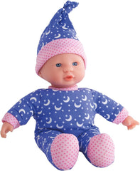 Simba 105010010 - Laura Kleiner Stern, Weichkörperpuppe in süßem Strampler und Mütze mit leuchtenden Monden und Sternen, 20cm, Glow in The Dark, Babypuppe ab 12 Monaten